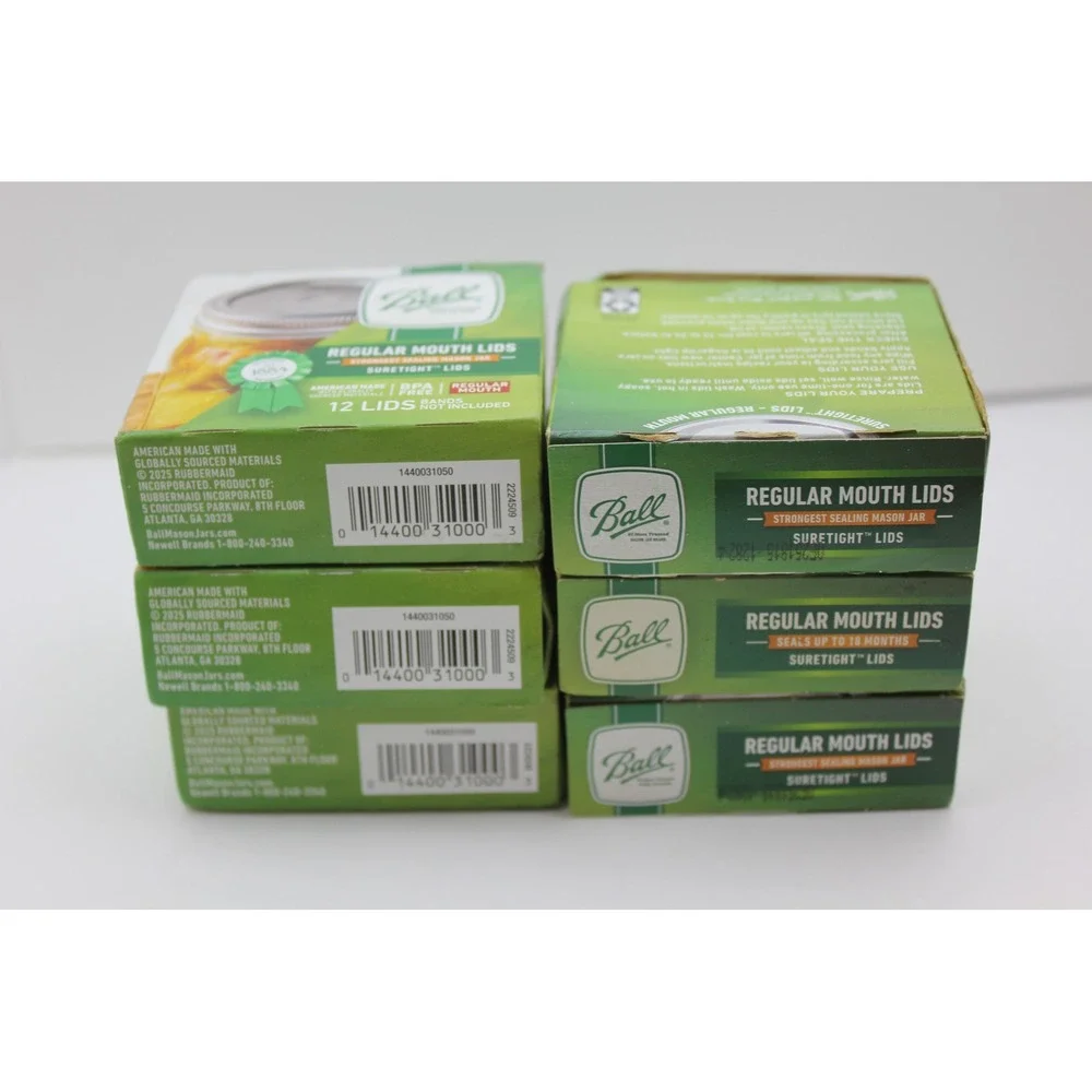 Ball Regular Mouth Lids SureTight 1440031050 Silver 6 Boxes 72‎ Count Total NEW